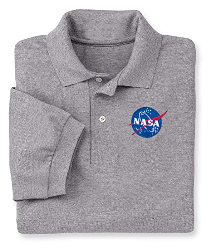ComputerGear NASA T Shirt Polo Golf Space Science Logo, Heather Grey, XL