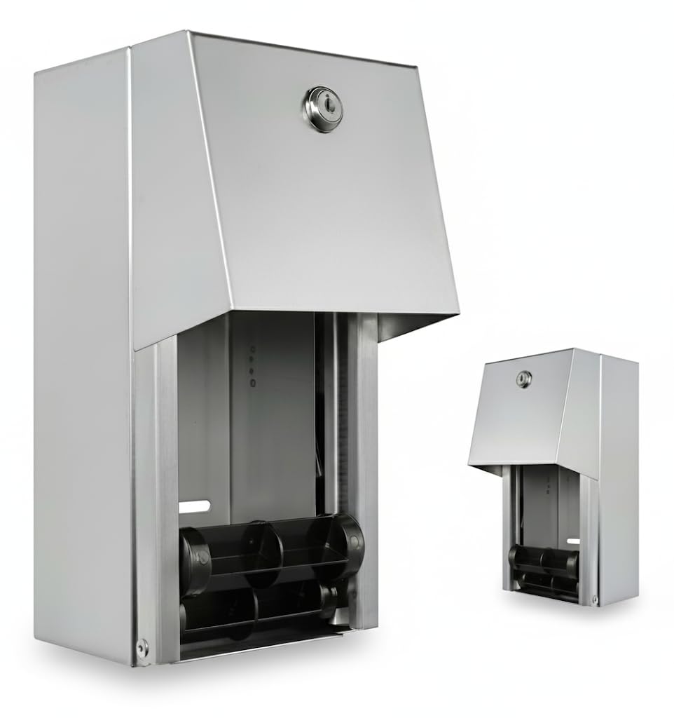 Photo 1 of Dual Rolls Commercial Toilet Paper Dispenser - 304 Commercial Grade 2 Roll Stainless Steel Toilet Paper Holder, Heavy Duty Lockable Wall Mount Multi Roll Toilet Tissue Dispenser for Bathroom/Restroom