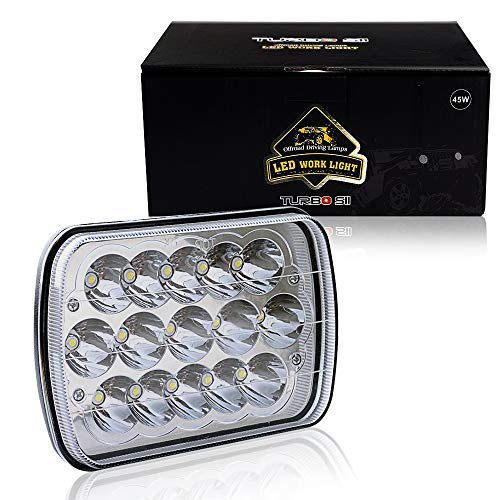 DOT APPROVED TURBOSII 45w Rectangle 5×7 7×6 Led Headlights Hi/Low Led Sealed Beam H6054 H5054 6052 Headlight For Jeep Wrangler YJ Cherokee Xj Toyota pickup International Motorhome Truck 1PCS