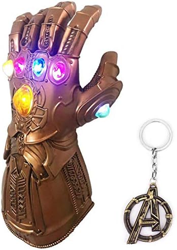 LSLRAD Infinity Gauntlet Thanos Luminescence Latex Glove LED with Infinity Stones Yellow Cosplay