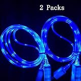 ZMD 2 Packs! Led light up Micro charger cable led light micro usb cable led Luminous Micro USB cable for Samsung galaxy s7 s6 edge ,LG ,HTC,SONY XPERIA (Blue)