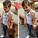 FEITONG 3pcs Kids Baby Boy's Gentleman Coat+Shirt+Jeans Pants Trousers Set (2T / 2Years)