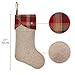 Ivenf Christmas Stockings, 3 Pcs 21 inches Burlap Extra Large Plaid Imitated Stockings, for Family Holiday Xmas Party Decorations