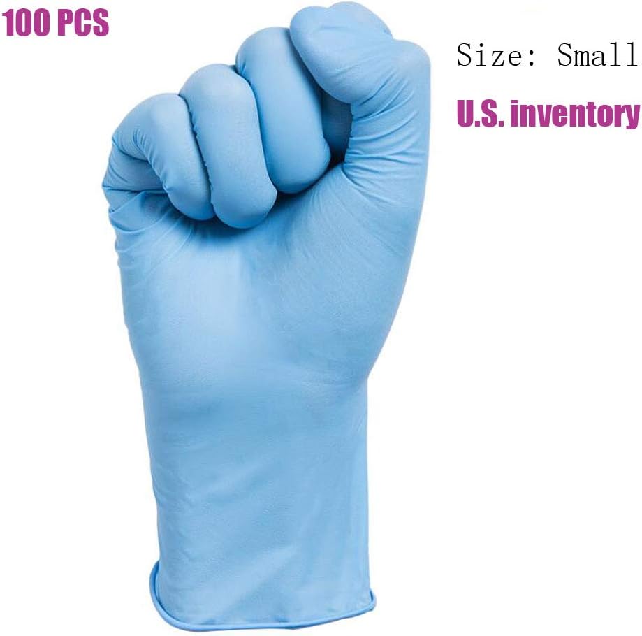 100Pcs Medical Gloves Nitrile Exam Gloves, Latex Free, Powder Free, Disposable, Sterile (S)