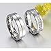 ROWAG 6MM Men Titanium Stainless Steel Promise Engagement Couple Wedding Bands for Him and Her Women Cubic Zirconia CZ Rings,Women Size 8