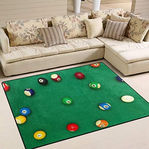 Keringer Modern Close Up Shot Billiard Balls Non Slip Area Rug for Living Dinning Room Bedroom, 5'x7' ft(80 x 58 inch), Artistic Green Nursery Rug Discount Affordable Carpet Inexpensive Yoga Mat