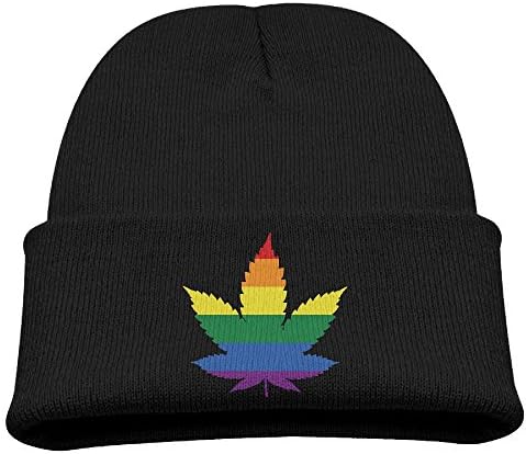 HSXOOW Beanie Children's LGBT Gay Marijuana Weed Leaf Winter Beanie Hat Skull Cap
