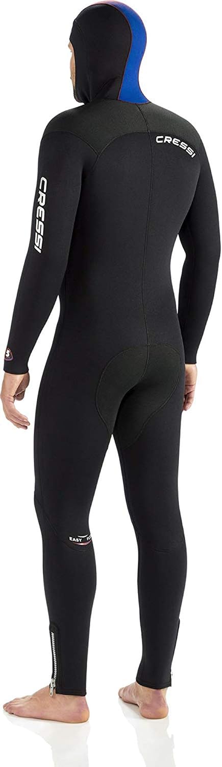 Cressi Diver Man Monopiece Wetsuit - Premium Wetsuit for Man with Fixed Hood, Black / Blue, 3XL - Image 3
