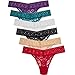 6 Pack Lace Thong Underwear Sexy for Women Panties Lingerie One Size Stretch Fit, One Size, Multicolor