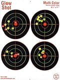 25 and 75 Pack - 4 Bullseye - Reactive Splatter Targets - Tagboard and Adhesive Versions- GlowShot - Multi Color - Gun and Rifle Targets