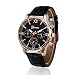 Mens Quartz Watch,COOKI Unique Analog Business Casual Fashion Wristwatch,Clearance Cheap Watches with Round Dial Case,Comfortable PU Leather Band-W12 (black)