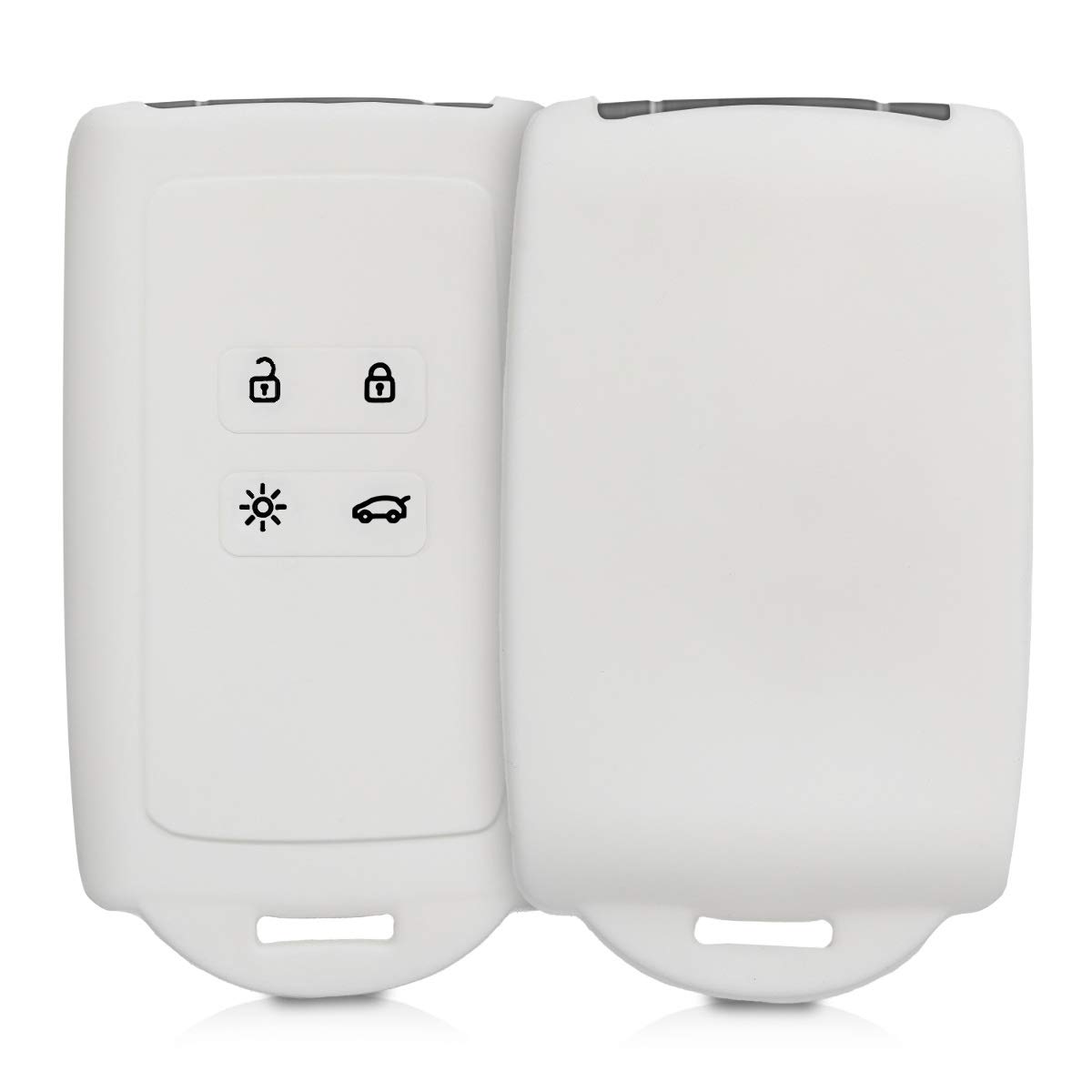 kwmobile Car Key Cover - Renault 4 Button Compatible - Silicone Protective Case with Built-in Eyelet - White