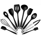 Silicone Kitchen Utensils Set, 10 Pieces Silicone Cooking & Baking Tool Sets Non-toxic Hygienic Safety Heat Resistant