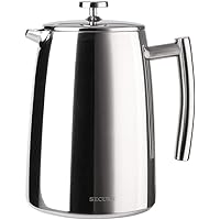 Secura French Press Coffee Maker, 50-Ounce, 18/10 Stainless Steel Insulated Coffee Press with Extra Screen