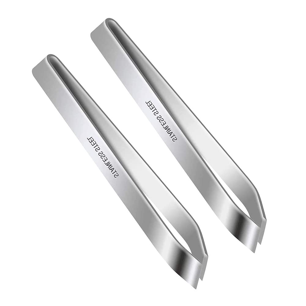 JINXIAN 2 Pcs Fish Bone Tweezers Stainless Steel Fish Tweezers Bones Remover Tweezers Pin Bone Flat Tweezers for Professional Removing Fish Bones and Pulling Out Chicken Feathers