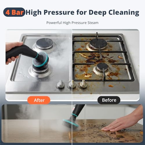 2500W Handheld Steam Cleaner – 4-Bar High Pressure, 15-Second Instant Heat-Up, 105°C Sterilizing Steam, 1250ml Large Tank, 6-Speed Adjustable with 10 Accessories for Kitchen, Bathroom, Car & Tile
