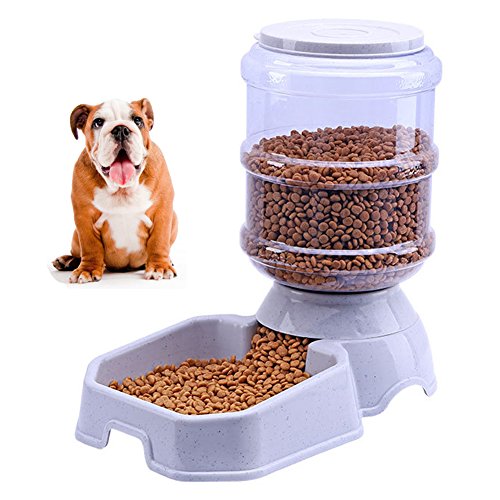 Septree Dog Water Dispenser,Automatic Cat Feeder,Dog Bowl Combo,Pet Dog Cat Waterer Feeder 1 Gal (Waterer+Feeder Gray)
