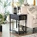 VASAGLE Narrow End Table with Drawer, 3-Tier Nightstand with Colorful Storage Shelf, Rustic Sofa Side Table with Solid Wood Legs, for Living Room, Country Brown ULET20GL