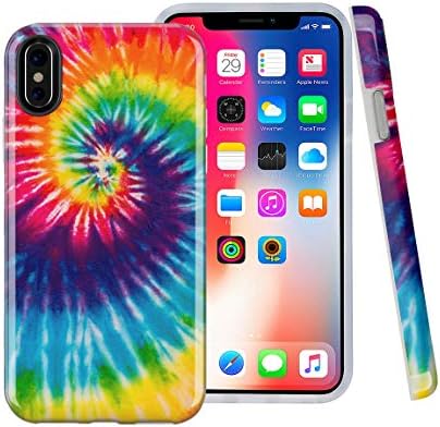 CaseSociety iPhone X case, iPhone Xs Case, Peace Tie Dye Swirl, Slim Flexible Soft Silicone Bumper Shockproof Gel TPU Rubber Glossy Skin Cover Case for Apple iPhone X & XS