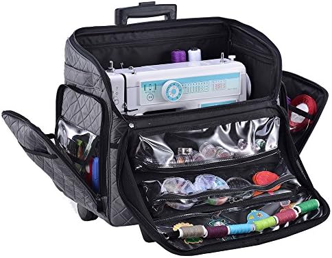 DeNOA Rolling Sewing Machine Storage Tote, Slate Gray