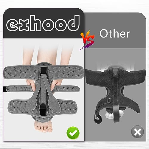exhood Upgraded Plantar Fasciitis Night Splint, 3 Adjustable Straps Plantar Fasciitis Relief Braces for Achilles Tendonitis, Foot Drop & Heel Spur Pain Relief Day & Night (Elephant Grey)