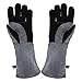Welding Gloves Lined Leather Extreme Heat Resistant Double Insulation For Mig, Tig Welders, BBQ, Gardening, Camping, Stove, Fireplace and More - 16 in, Grey