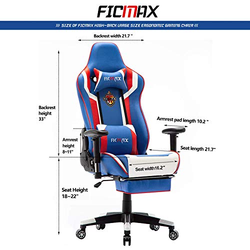 Ficmax Massage Gaming Chair High Back Gamer Chair for ESports