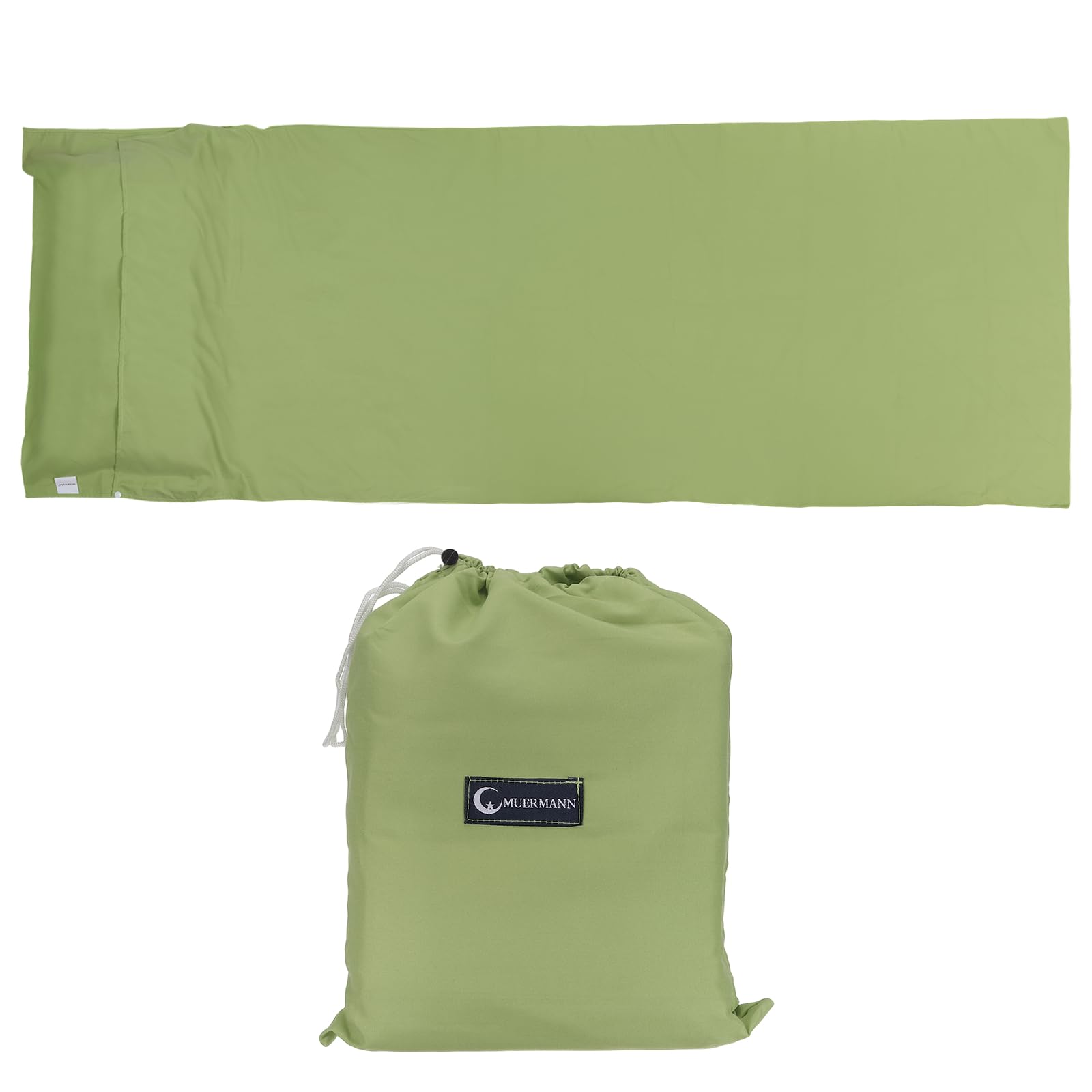 PATIKIL 29x82 Inch Sleeping Bag Liner, Soft Lightweight Travel Camping Sheet Sleep Sack Compact Sleep Bag with Carry Bag for Adults Camping Travel Hotel, Light Green