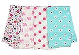 Gerber Girl Print Prefold Diaper Burp Cloths - Flowers, Butterflies, and Polka Dots (4 Count)