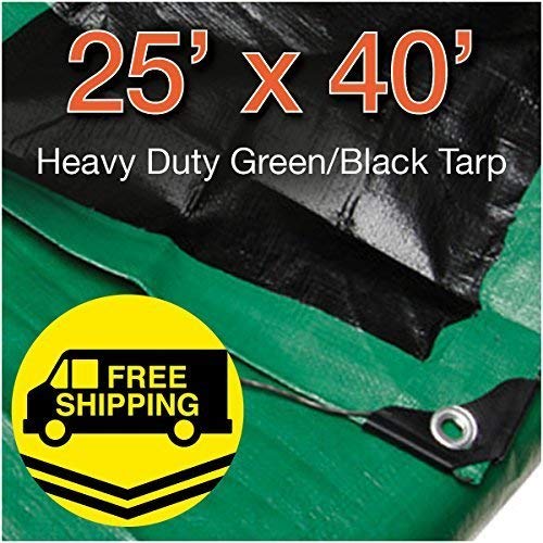 Super Heavy Duty Green/ Black Poly Tarp 25' x 40' - Thumbnail 2