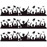 A Birthday Place Graduation Silhouette Grad Cap and Gown Edible Designer Prints Cake Border Black & White
