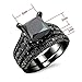 AMiERY Black Gold Sapphire Princess Cut CZ Wedding Engagement Band Bridal Rings Jewelry Set (10)