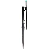 Raindrip P1025UB, Winged Jet Assembly, Quarter-Circle Pattern, Fan Spray, with 1/4-Inch Barbed Inlet on 13-Inch Stake with Adjustable Riser, Drip Irrigation Emitters, Black/Green