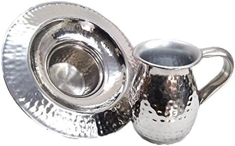 A&M Judaica and Gifts Netila 26944 Hammered Stainless Steel Mayim Achronim