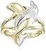 10k Two-Tone Gold Diamond Accent Intertwined Dolphin Ring, Size 9