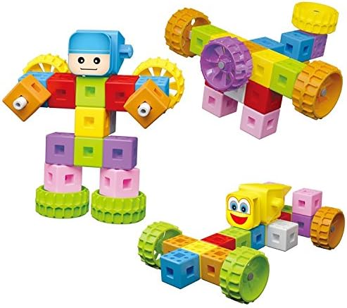 Unique Snap Cubes with 53 Pieces Building Set - Promotes Motor Development, Color sorting, Imagination and Math Countiong Skills