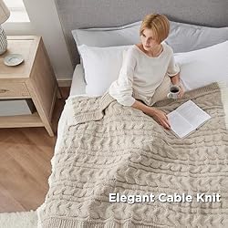Bedsure Cable Knitted Throw Blanket for