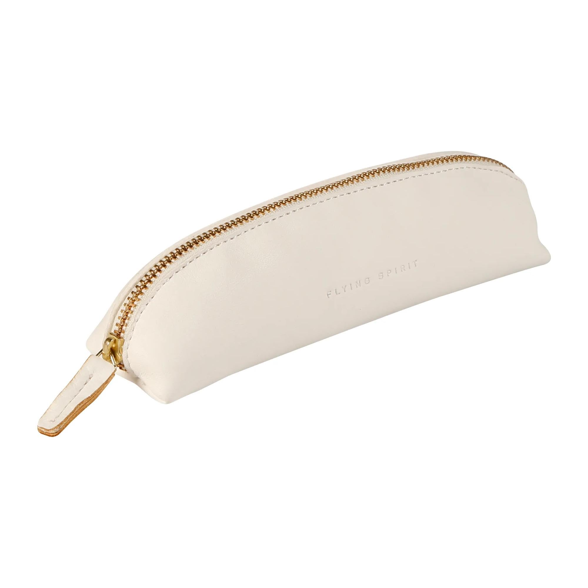 Clairefontaine 104512C - A Flying Spirit triangular pencil case 18x4x4 cm, in smooth lambskin, White — image 1