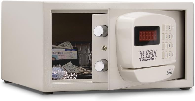 Mesa Safe Company Model MH101 Residential and Hotel Electronic Burglary Safe, Cream - Credit Card Operated Safe - 