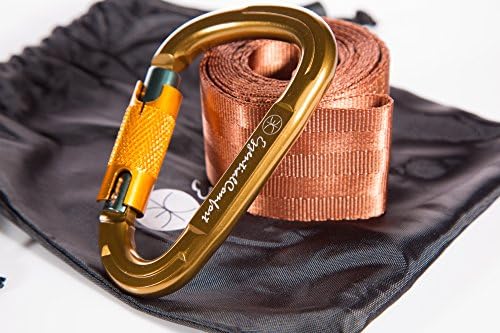 TREE SWING STRAP HANGING KIT by Ezzential Comfort - Easy, Quick Installation - Incl. Guide - For Swings, Hammocks - 60 Inches Long Safety Seatbelt Strap - Heavy Duty Carabiner