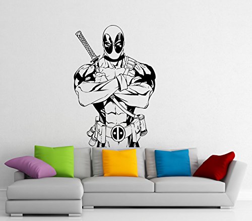 Deadpool Wall Decal Marvel Comics Antihero Vinyl Sticker Comic Book Character Home Interior Wall Decor (1d01p)