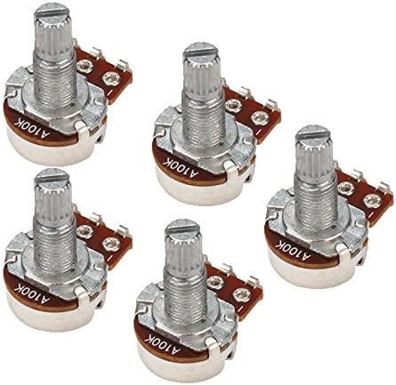 HJMusic 5pcs Guitar Potentiometer A100K OHM Audio Pots Shaft Length 18mm for Electric Guitar Accessory