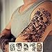 Zzurcca Large Realistic Temporary Tattoos Cover Set 5 Pcs Stickers For Men Black Fake Tattoo Kit For Women (Dragon, Skull, Koi Fish, Death Sickle)