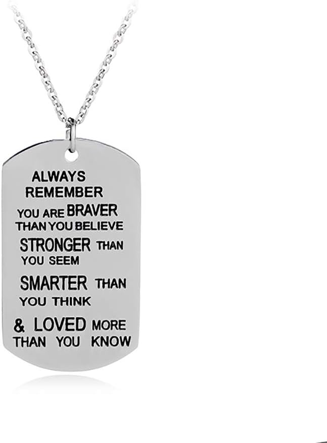 Krun Always Remember You are Braver/Stronger/Smarter Than You Think Pendant Necklace Family Friend Gift Unisex