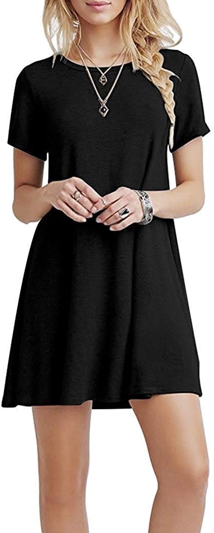 YOUCHAN Tshirt Dress Women Summer Swing Dresses Tee Shirt Short Sleeve Casual Basic Tops T-Shirt A line Loose Fit