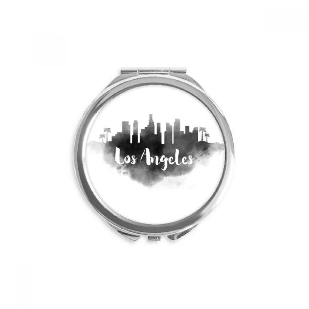 Los Angeles America Ink City Painting Hand Compact Mirror Round Portable Pocket Glass
