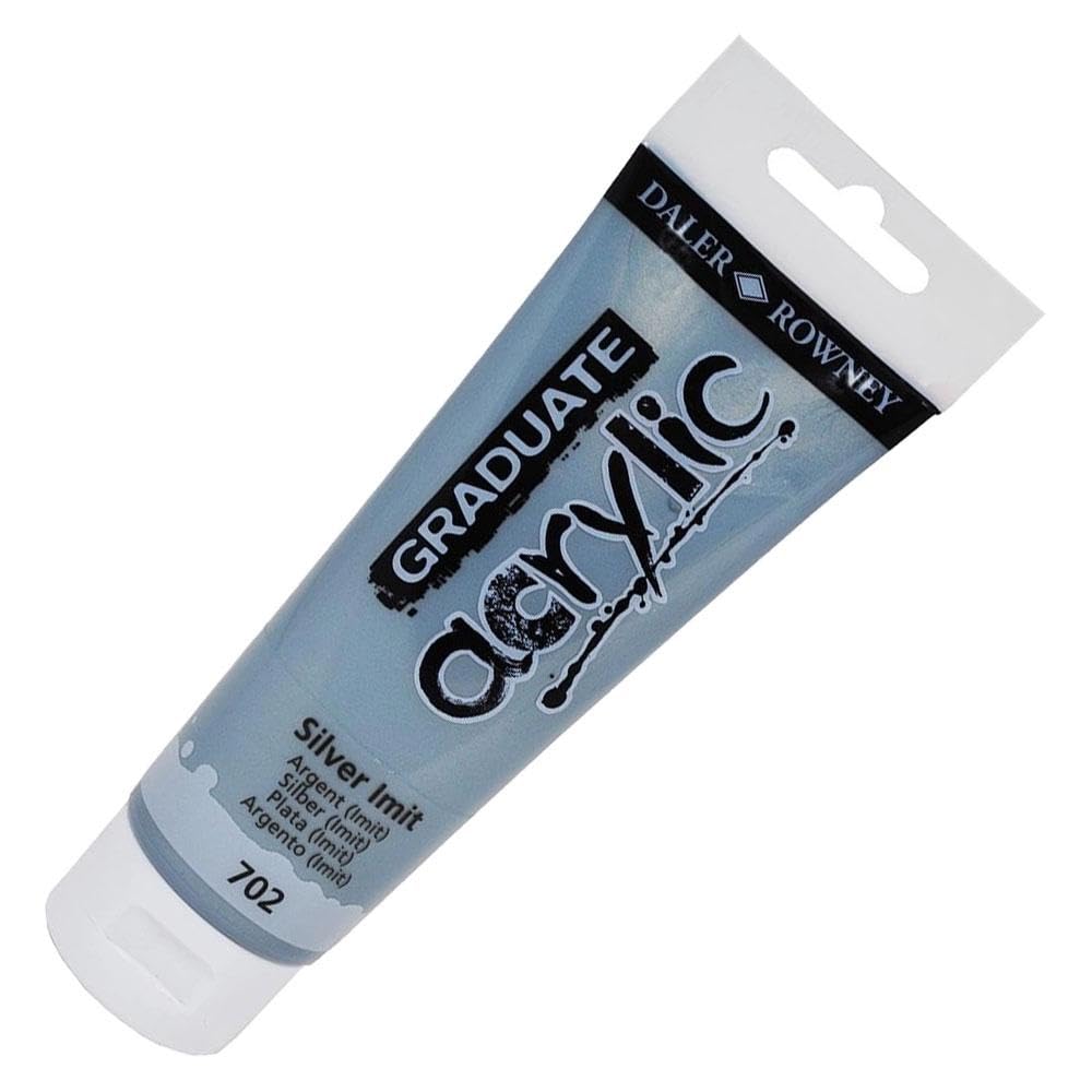 Daler-Rowney Graduate Acrylic Paint, Plastic Tube, 4oz - 120 ml, Silver Imitation