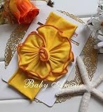 Lovely Ovely Unusal Cotton Girls Baby Flower Headband Hairband Bow Yellow Flower