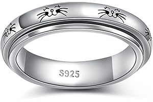 HOOHWE Spinner Rings for Anxiety,S925 Sterling Silver Fidget Anxiety Worry Relieving Boredom ADHD Autism Band Rings for Teen Girls