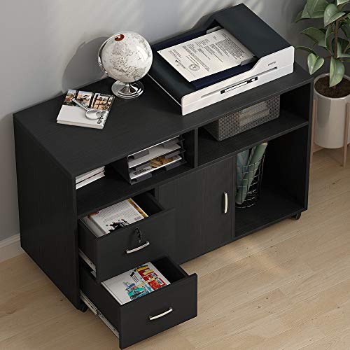 Tribesigns Wood File 2 Drawer Storage Printer Stand, Mobile